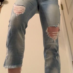 distressed straight jeans